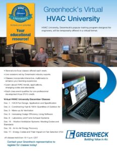 Greenheck’s Virtual HVAC U – December Schedule