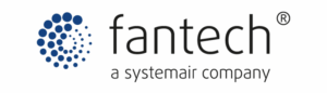 Logo of Fantech, a Systemair company, featuring a series of blue dots forming a circular pattern next to the company name in lowercase lettering.