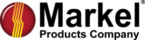 Logo of Markel Products Company featuring a red circular icon with vertical yellow lines and black text reading 'Markel Products Company'.