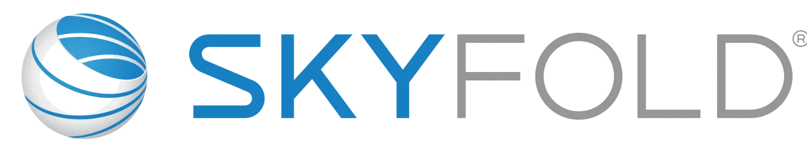 Skyfold logo with blue and gray text and a globe design on the left side.